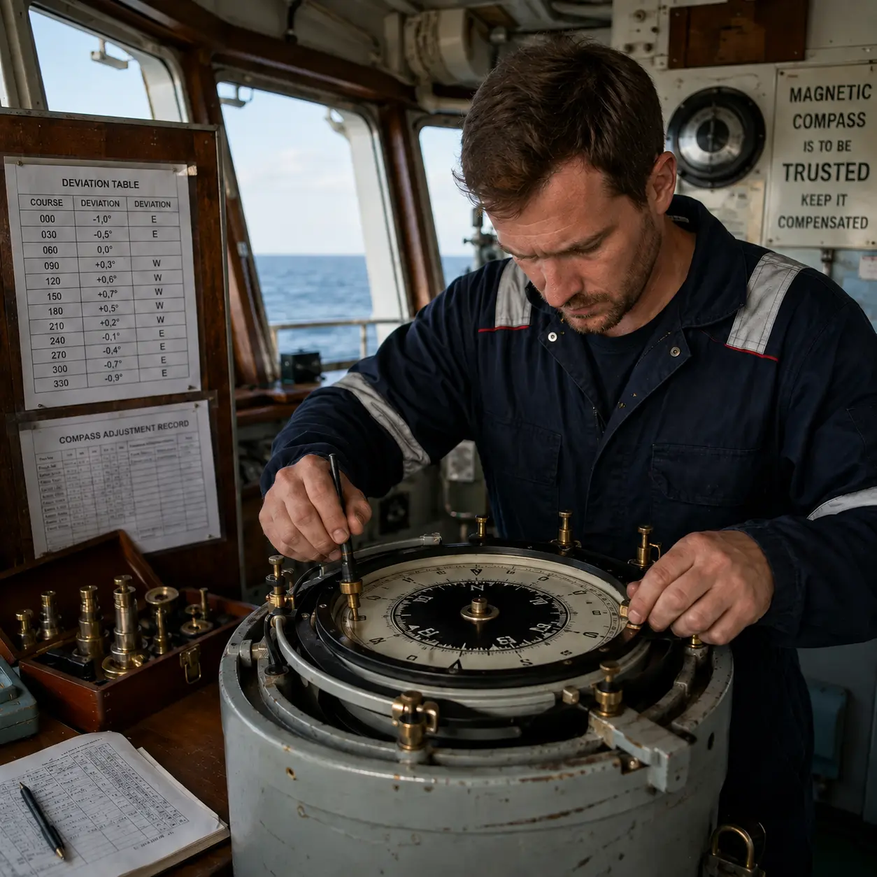 Marine Adjuster of Magnetic Compass on Board a Ship